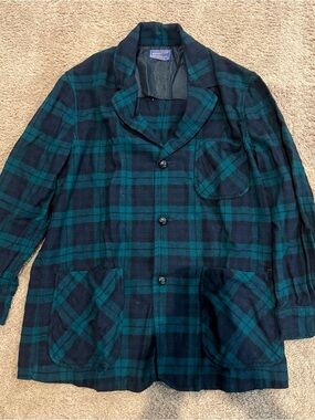 Vintage 70's Pendleton Wool Flannel
Board Shirt Men's M Medium Blue
Green Plaid